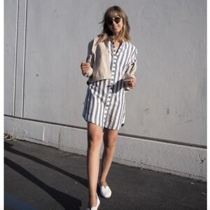 Vetiver striped‎ Ali Ruffle button down dress size 4 nautical summer casual